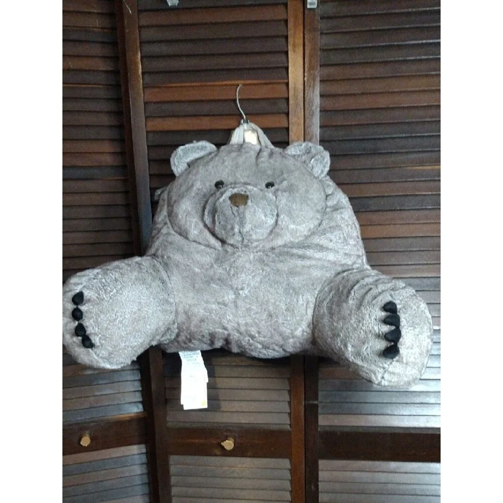 Large Plush Gray/Tan Brown Bear Floor TV Pillow Super Soft